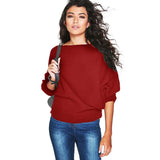 Knitted Loose Pullover Batwing Sleeves Women Top