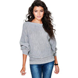 Knitted Loose Pullover Batwing Sleeves Women Top