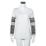 Womens Casual Long Sleeves Shirt Loose Cotton Patchwork Plus Size Gray White
