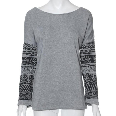 Womens Casual Long Sleeves Shirt Loose Cotton Patchwork Plus Size Gray White