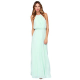 2016 Summer Sexy Dress Bohemian Style Sleeveless Floor Length Casual Long Dresses Women Chiffon Halter Jurkjes