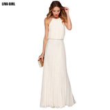 2016 Summer Sexy Dress Bohemian Style Sleeveless Floor Length Casual Long Dresses Women Chiffon Halter Jurkjes