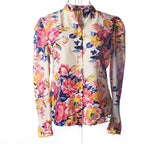 Fashion Women Spring&Summer Shirts Printed Chiffon Blouse Tops Casual Full Sleeve Stand Collar Shirts Slim Fit Office Clothing