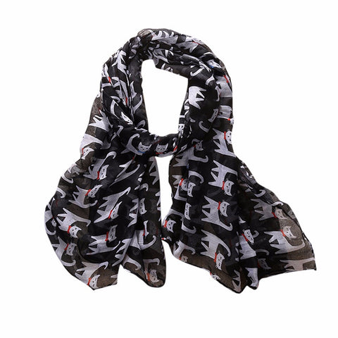 2016 New Designer Scarf 90*180cm Women Ladies Bowknot Cat Print Pattern Long Scarf Warm Wrap Shawl Wonderful Gift
