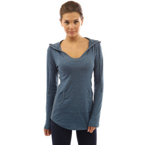 High Quality Women T-shirt Long Sleeve V-neck Pullovers With Pocket Casual Slim Fit Solid Long Tops Feminina Tees
