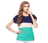 Free Shipping 2016 New Women Summer T-shirt Fashion Short Sleeve O-neck Chiffon Tops Casual Slim Fit Patchwork Female Tee