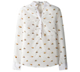 Hot Sale Camisas Femininas 2016 New Women Shirt Printed Chiffon Blouses Casual Slim Fit Long Sleeve Stand Collar Loose Tops