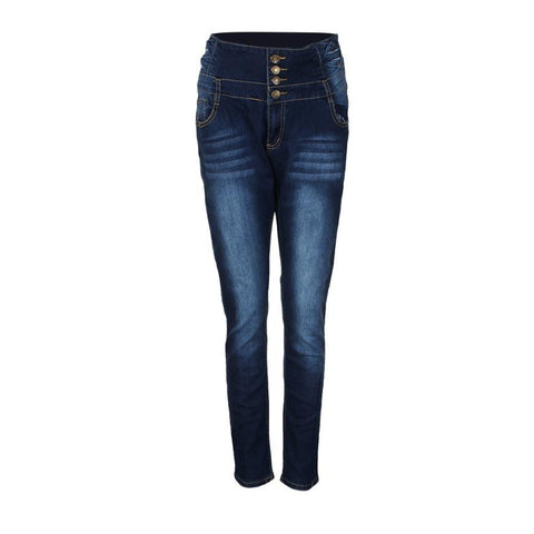 HOT SALE Women Pencil Pants High Waisted Elasticity Jeans Solid Blue Skinny Jeggings Skinny Laies Pants Slim Fit