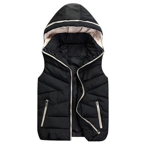 Winter Vest Detachable Hood Sleeveless Jacket Women